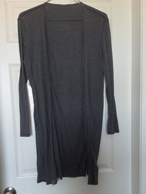 Women's Charcoal Open-Front Longline Cardigan